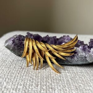 Boucher Gold Feather Brooch - signed and stamped